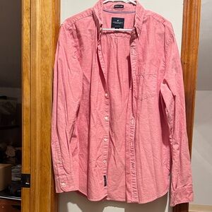 American Eagle Outfitters Casual Pink Button-Down Shirt